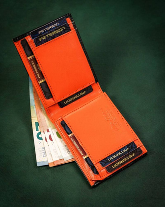 Niewielki skorzany portfel meski z systemem RFID