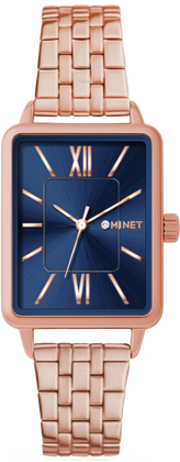 MINET Rosegoldowo-granatowy damski zegarek SIENA ze rosegoldową stalową bransoletką