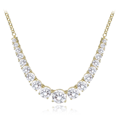 MINET Luksusowy pozłacany naszyjnik srebrny z białymi cyrkoniami Ag 925/1000 15,95g