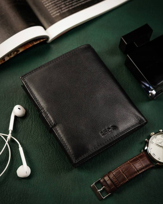 Duży, skórzany portfel męski z systemem rfid
