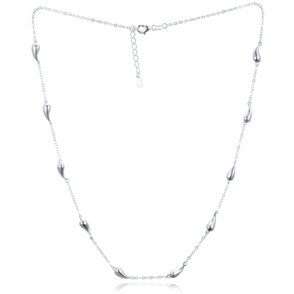 MINET Nowoczesny srebrny naszyjnik z kroplami