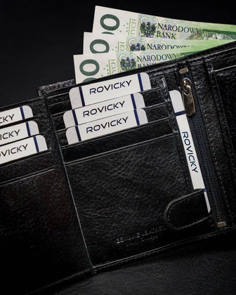 Skórzany portfel męski z RFID Rovicky Czarny