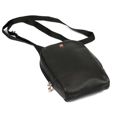 Skórzana saszetka męska / listonoszka, czarna