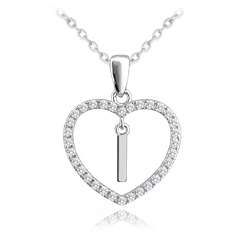 MINET Srebrny naszyjnik litera w sercu „I” z cyrkoniami