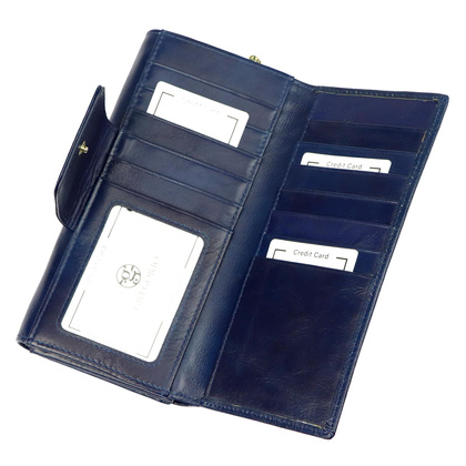 Portfel damski skórzany GS-122 Niebieski