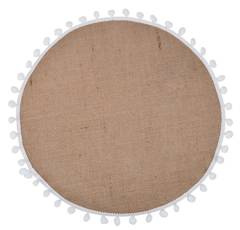 Podkładka okrągła z białymi pomponikami z juty