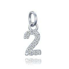 MINET Wisiorek srebrny cyfry "2" z cyrkoniami