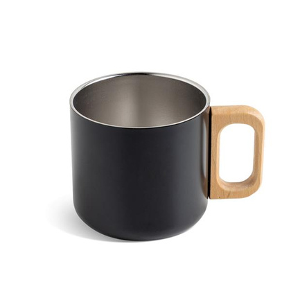 Kubek ze stali nierdzewnej o podwójnych ściankach o pojemności 350 ml, drewniany uchwyt / Neosteel