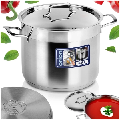 Garnek stalowy do gotowania duszenia z pokrywką premium 6,5 l