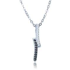 MINET Naszyjnik srebrny z białymi i czarnymi cyrkoniami