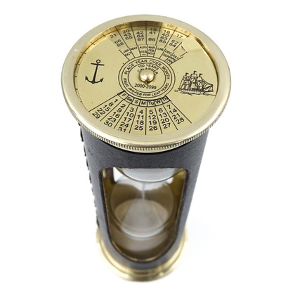 Klepsydra 5 min. Z zegarem światowym i kalendarzem wieczystym w etui skórzanym STPL133/6