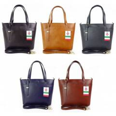 Włoska skórzana torebka na ramię Vera Pelle ,złote okucia,format A4, Czarna skóra kroko GL55COCON