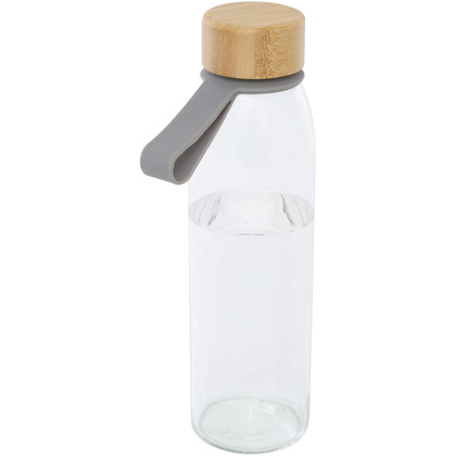 Szklana butelka na wodę Porto o pojemności 500 ml, z silikonowym uchwytem i z bambusową zakrętką