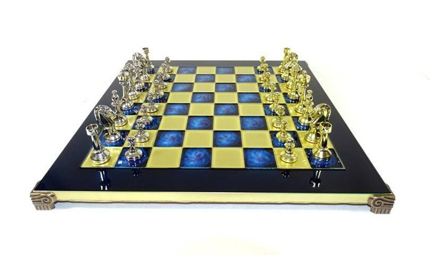 Ekskluzywne, duże klasyczne szachy metalowe Stauton S34; 36x36cm