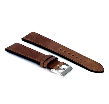 LAVVU Brązowy szyty pasek SLIM z luksusowej skóry Top Grain - 20