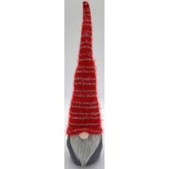 Skrzat gnom krasnal z długą czerwoną czapką 10x9x42CM ze świecącym noskiem