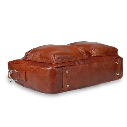 Skórzana torba męska na ramię laptopa 15,6" brązowa - Pavone Nero Bergamo 2423 BR