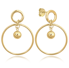 MINET Pozłacane nowoczesne kolczyki srebrne PIERŚCIONKI z piłkąi