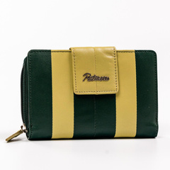 Skórzany damski portfel Peterson PTN KA-18 zielony + złoty