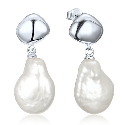 MINET Eleganckie srebrne kolczyki z perłą