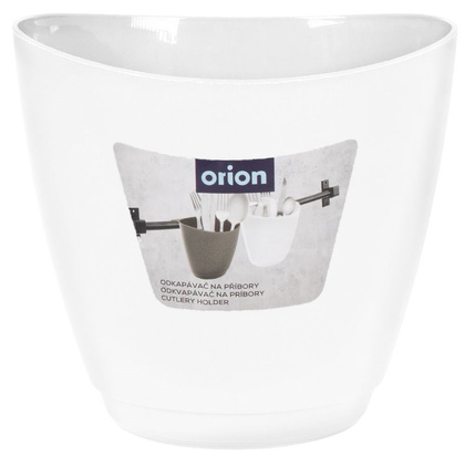 Pojemnik na przybory kuchenne zawieszany na reling biały / organizer RADKA