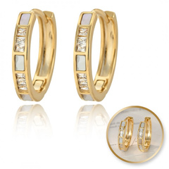 Kolczyki ze stali szlachetnej platerowane 14k złotem, z cyrkoniami KOŁA KST3417