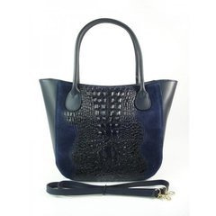 WŁOSKA TOREBECZKA KUFEREK SKÓRA KROKODYL GRANATOWA GLM44BS