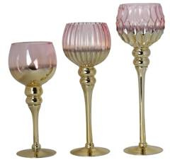 Kpl.3 kielichów różowo-złotych