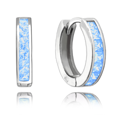 MINET Błyszczące kolczyki srebrne z niebieskimi cyrkoniami