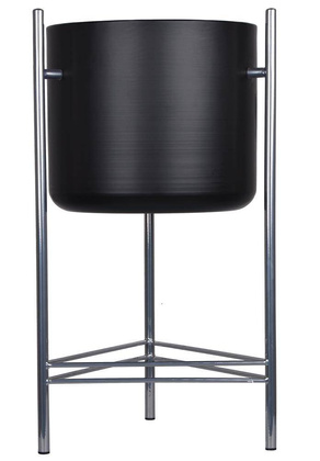 Kwietnik metalowy czarny na srebrnym stelażu wysoki