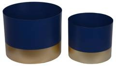 Kpl.2 donic granatowych metalowych ze złotym dołem wysokie