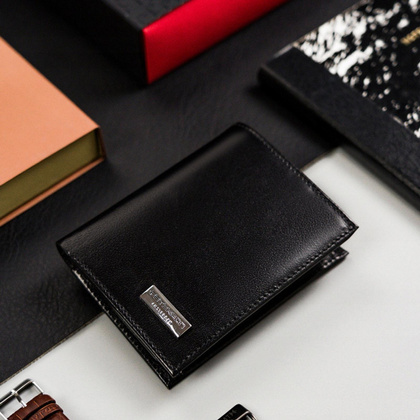 Skórzany męski portfel Peterson PTN 303-PR 2-1-1 czarny