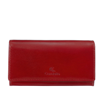 Duży czerwony portfel damski Canaletto ze skóry garbowanej roślinnie  PD1602s165 GR RFID