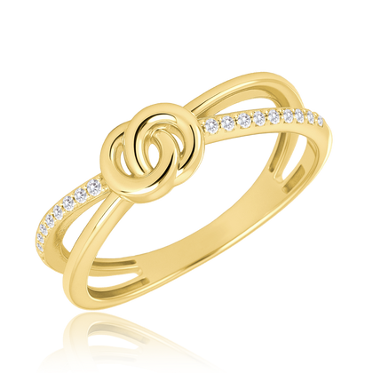 MINET Złoty pierścionek kółko z białą cyrkonią Au 585/1000 rozm. 17 - 2,00g