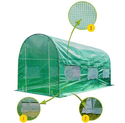 Tunel Foliowy z oknami - 10m2  Zielony