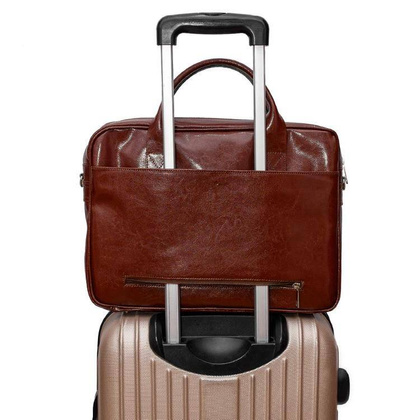 Skórzana torba męska na ramię laptopa 15,6" brązowa - Pavone Nero Monza 2300 BR