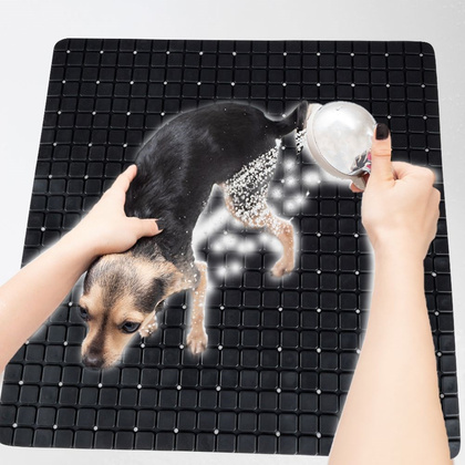 Mata podkładka antypoślizgowa do łazienki wanny pod prysznic czarna 55x55 cm