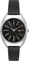 MINET Srebrno-czarny zegarek damski ICON BLACK PEARL MESH