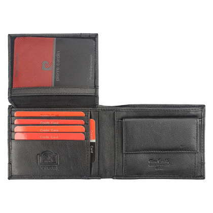 Portfel męski skórzany PIERRE CARDIN TILAK37 8806 RFID Czarno Niebieski
