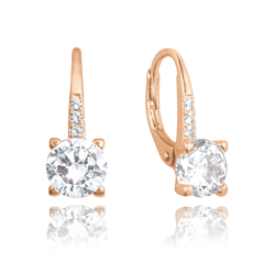 MINET Rsoe gold eleganckie kolczyki srebrne z białą cyrkonią
