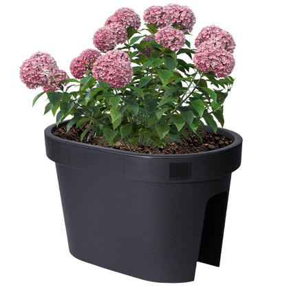 Doniczka na balustradę / skrzynka na rośliny zawieszana balkonowa czarna 39,5 cm