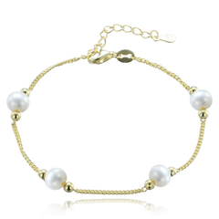 MINET Pozłacana srebrna bransoletka z naturalnymi perłami