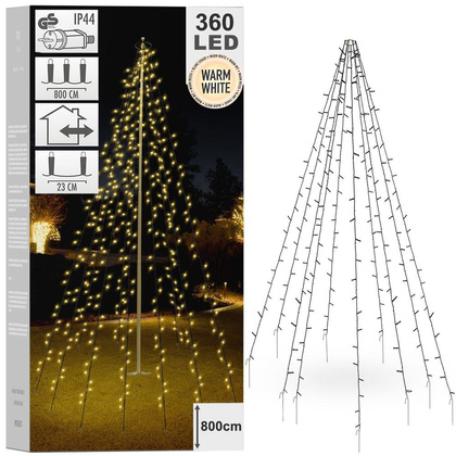 Lampki świąteczne na maszt choinka zewnętrzne 360 led
