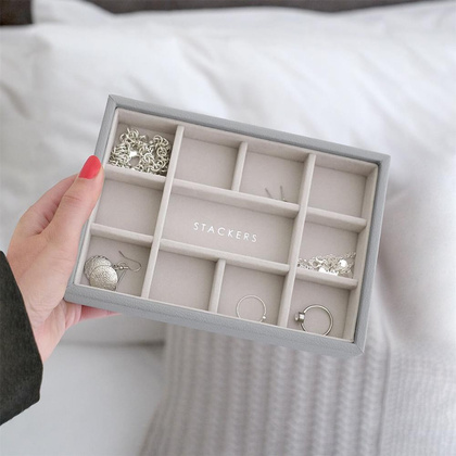 Szkatułka na biżuterię Stackers 11 komorowa mini kamienna szarość
