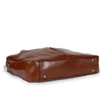Skórzana torba męska na ramię laptopa 15,6" brązowa - Pavone Nero Monza 2300 BR