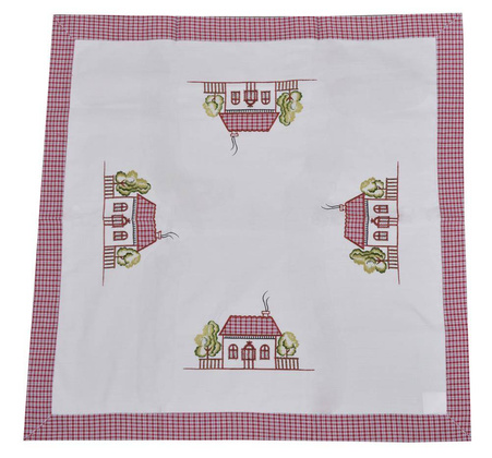 Obrus z domkiem w kratę  85x85cm