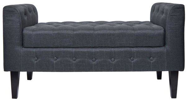 Puf pikowany otwierany z podłokietnikami czarny