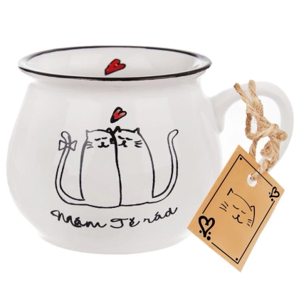 Kubek z uchwytem ceramiczny kotki 300 ml