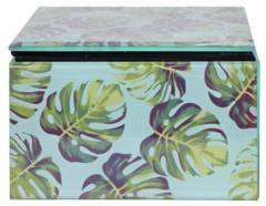 Szkatułka szklana w liście mała