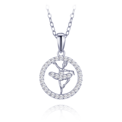 MINET Naszyjnik srebrny balerina z białymi cyrkoniami